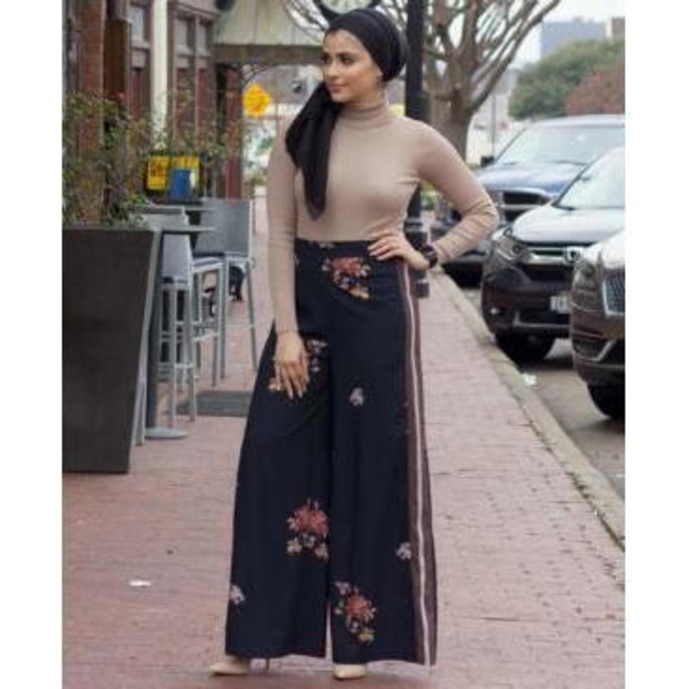MSRP $60 Verona Collection Mira Printed Modest Box-Pleat Pants Size 3XL